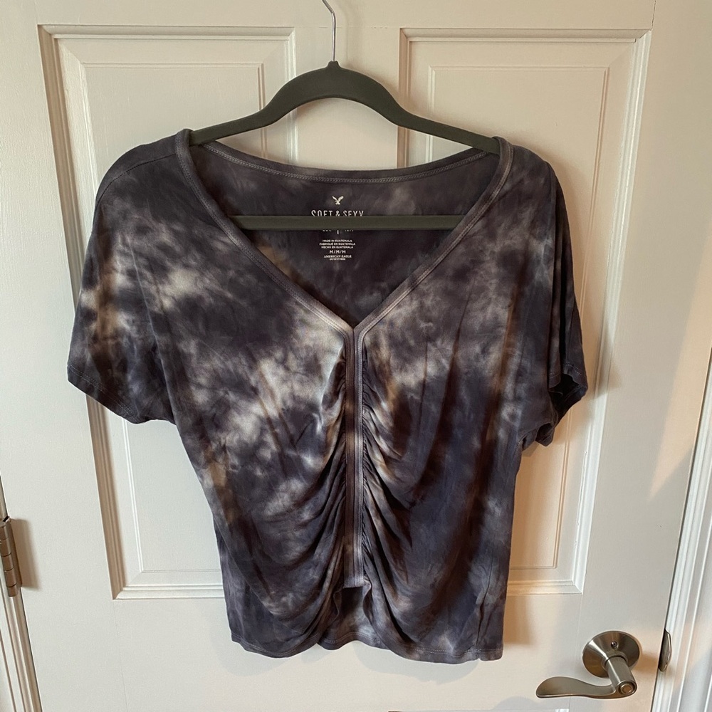 American Eagle Gray Tie-Dye Shirt